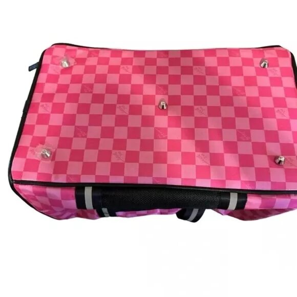 Betsey Johnson Kitsch Pink Checker Pet Carrier Small Dogs Cats Rabbits To 16 lbs - Picture 9 of 11